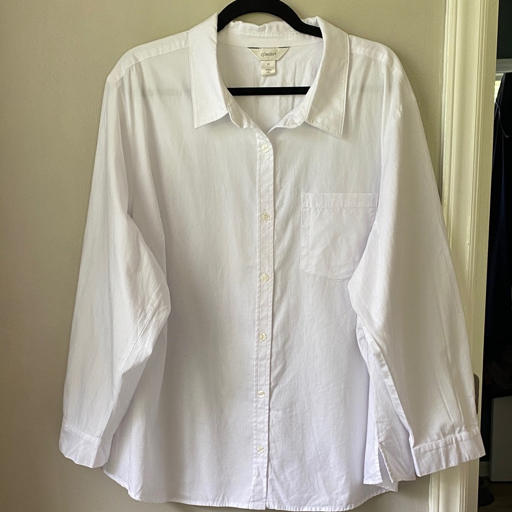 CJ Banks White Casual Button Down Shirt